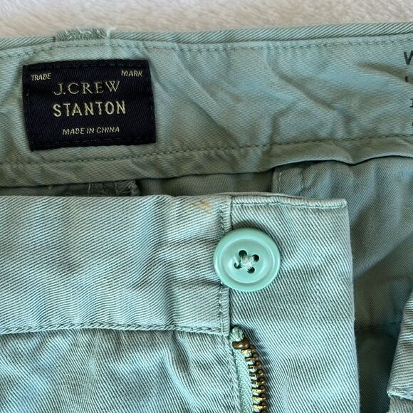 J. CREW Stanton Men's light blue/green 100% Cotton Twill Chino Shorts Size 34 - Picture 7 of 7